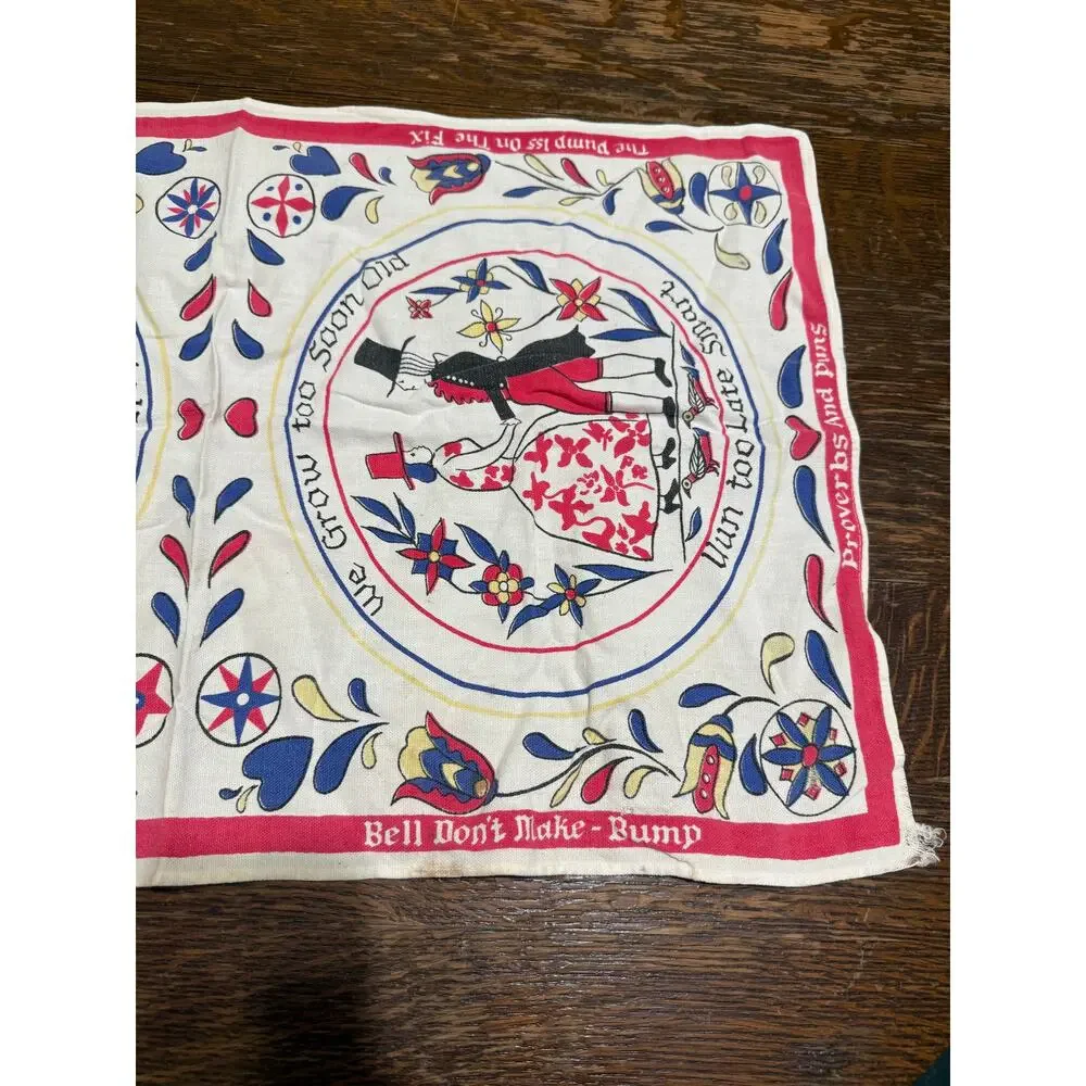 2 Kitchen Tea Towel Vintage‎ Colorful Boughten Old Time Family Story 17x27